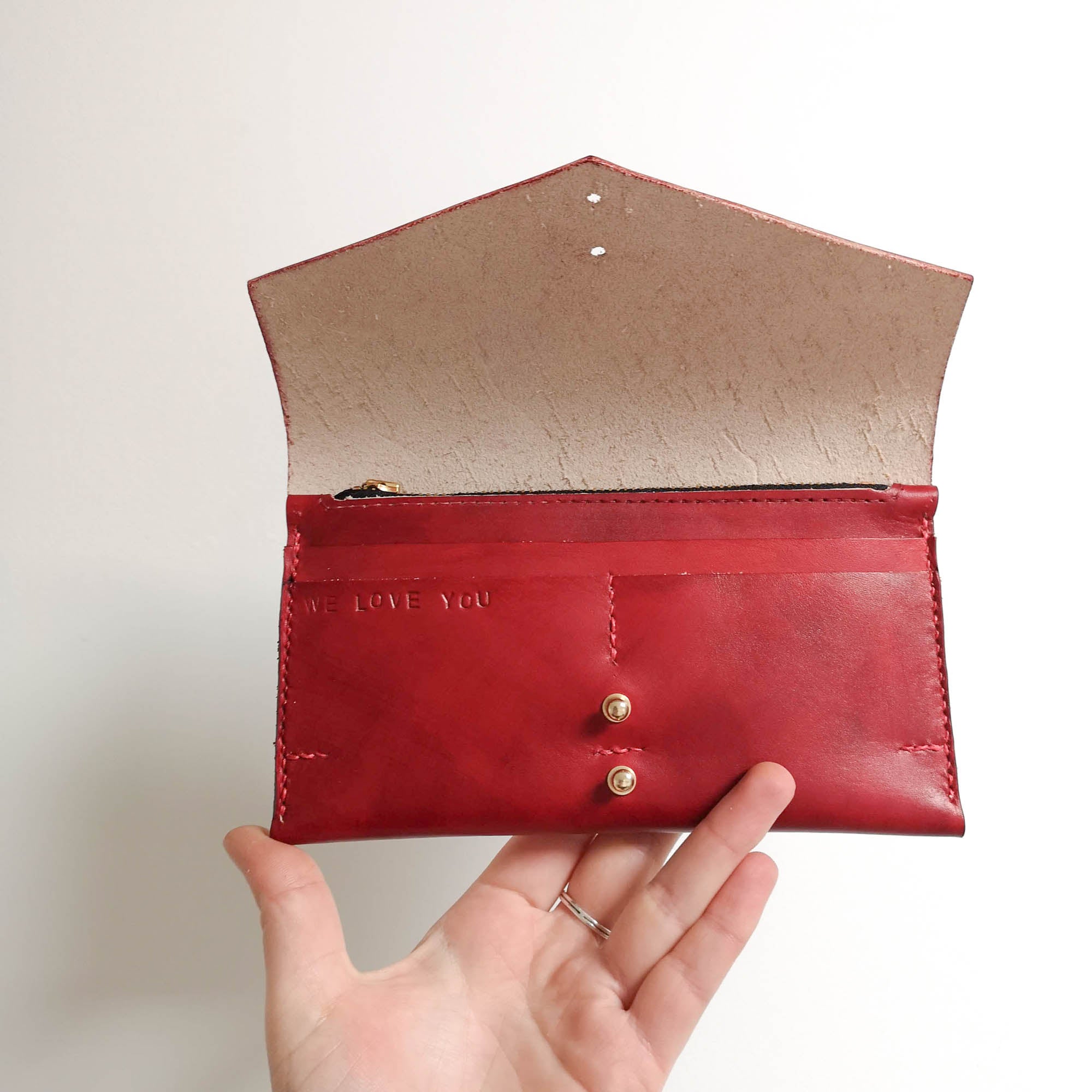 Personalised Envelope Leather Purse with Zip